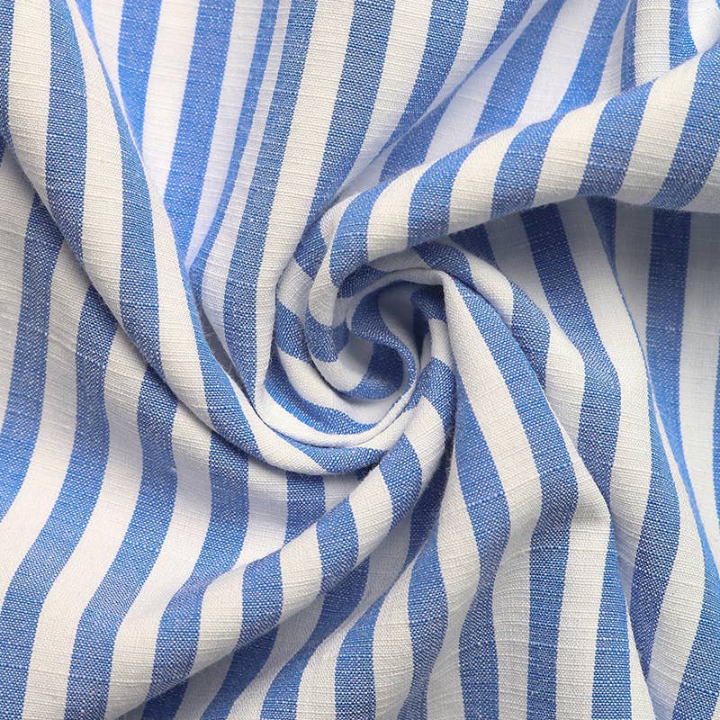 Lace Summer Vertical Stripe Shirt Dress: Blue