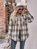 Plaid Shacket Women Oversized Button Down Shirt