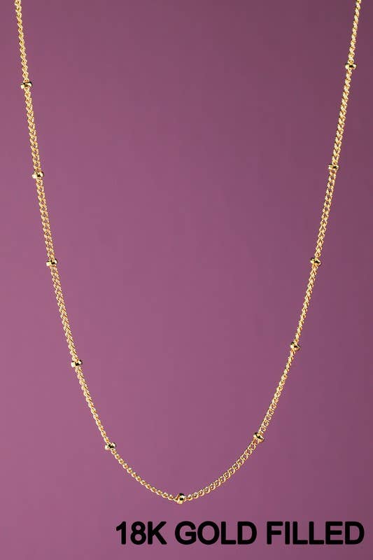 18K Gold Filled Small Beaded Chain Necklace : GOLD(GD) / OS