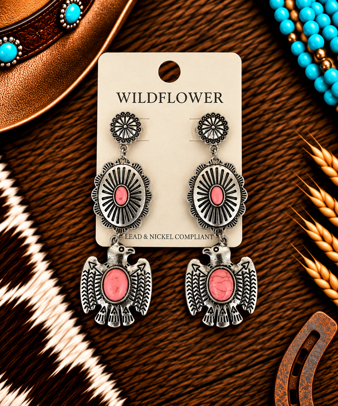 Concho earrings in coral