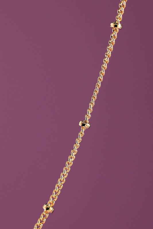 18K Gold Filled Small Beaded Chain Necklace : GOLD(GD) / OS