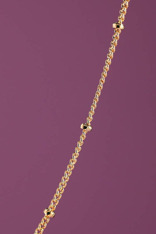 18K Gold Filled Small Beaded Chain Necklace : GOLD(GD) / OS