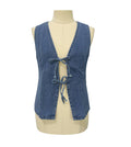 Basic Lace-Up Denim Vest: Blue