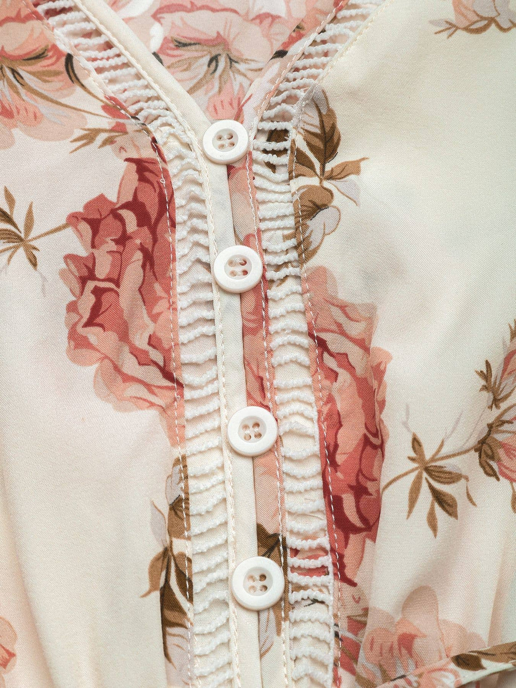 V-Neck Floral Print Sleeveless Dress: White