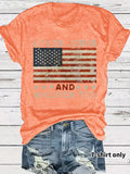 4th of July Retro USA Flag Graphic Tee Short Sleeve orange