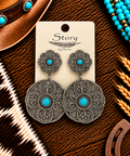 Large small conch earrings with turquoise accent