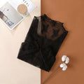 Floral Lace Sheer Mesh Layering see through Top: Black
