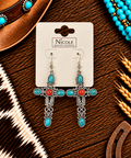 Turquoise & coral cross earrings