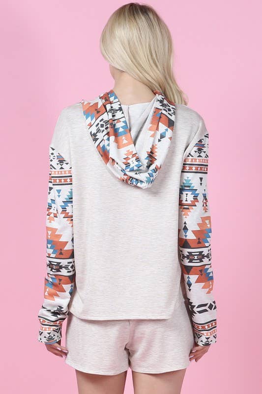TESSA AZTEC PRINT COLOR BLOCK LOUNGE SET