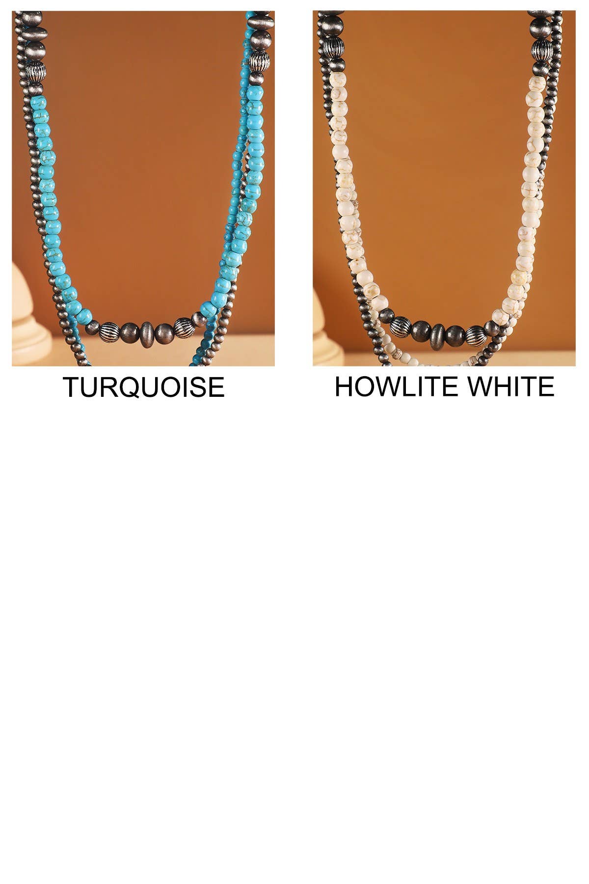 3-Layered Western Multi-Bead Necklace: TURQUOISE(SBTQ)