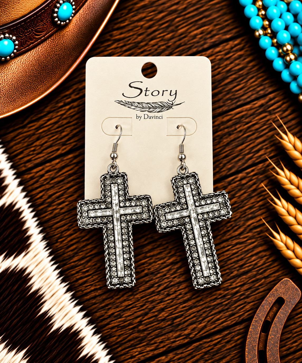 Chunky silver cross earrings