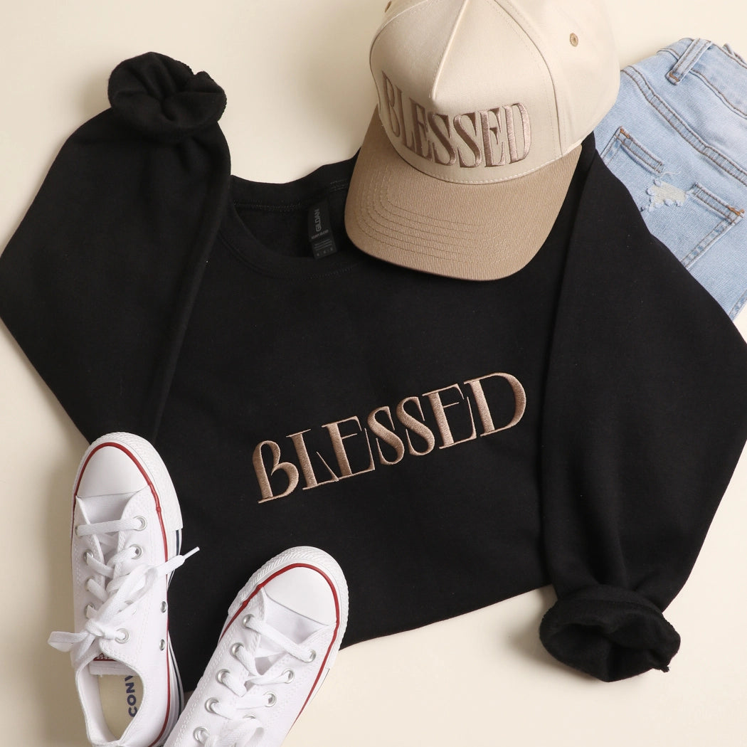 Blessed Embroidered Fleece Heavyweight Sweatshirt