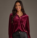 Maroon Velvet button up