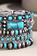 Layered Semi Stone & Metal Bead Bracelet
