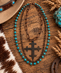 Layering cross with turquoise