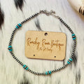 Navajo Style Pearl Turquoise Choker Necklace