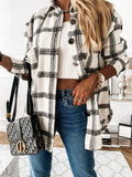 Plaid Wool Blend Shirt Jacket - Oversized Button Down Coat