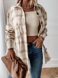 Plaid Wool Blend Shirt Jacket - Oversized Button Down Coat