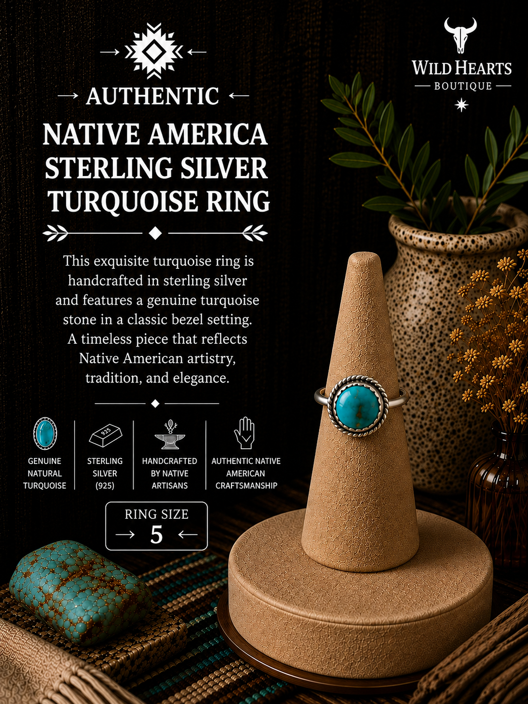 Sterling & Turquoise size 55