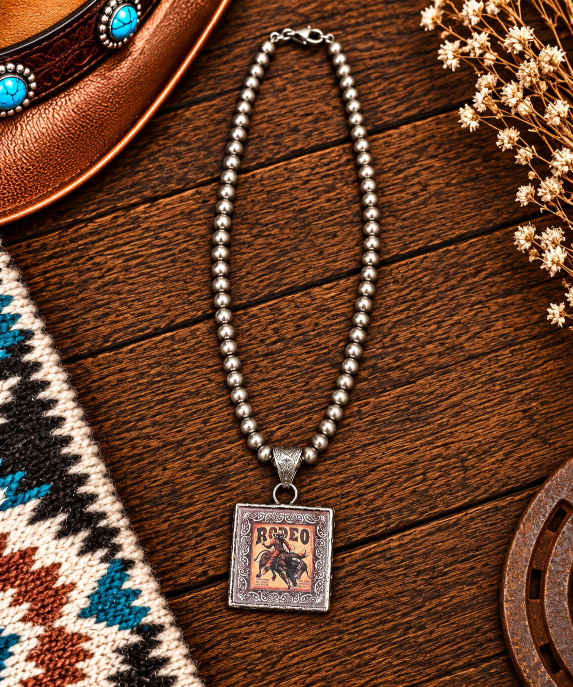 Wild West Pendant on beads
