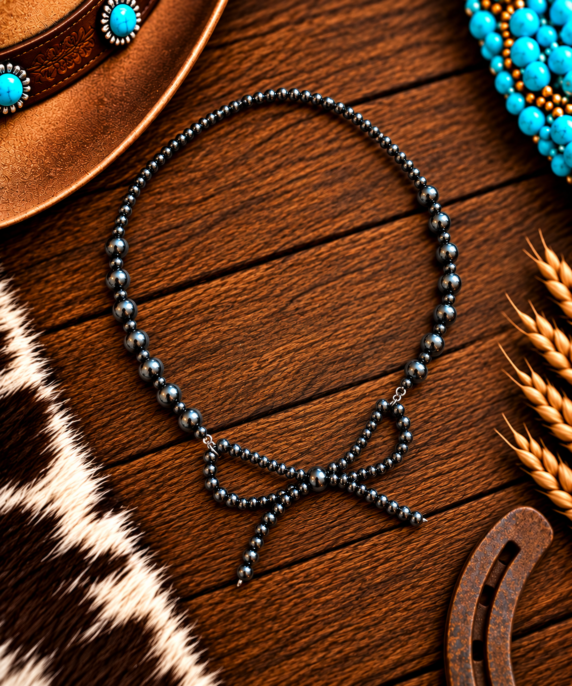 Silver Navajo style  bead with bow