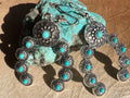 Squash Blossom Naja Western Faux Turquoise Earrings