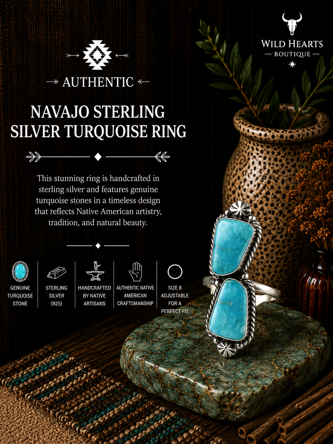 Sterling Silver & Turquoise stack ring