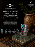 Sterling Silver, Coral & Turquoise Ring