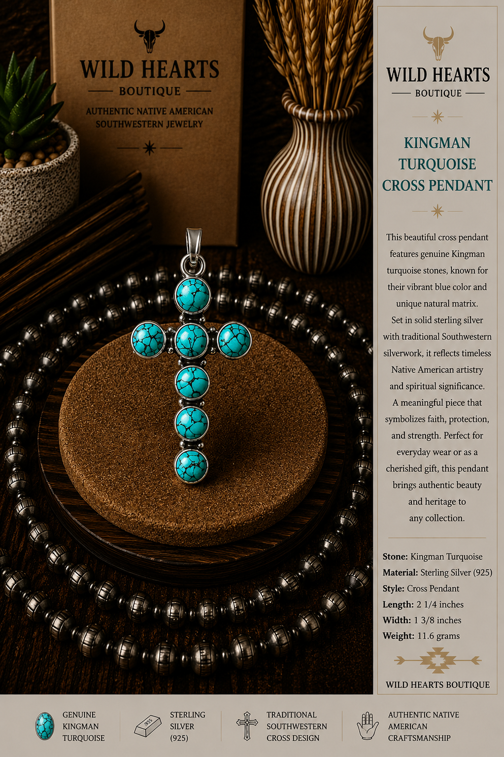 Turquoise cross pendant