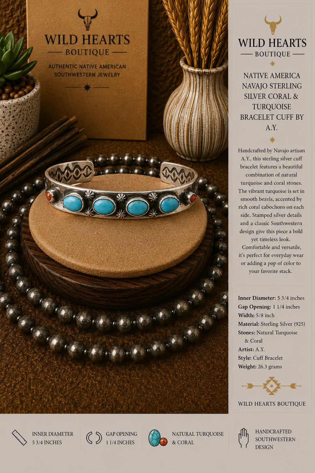 Turquoise cuff with a hint of coral