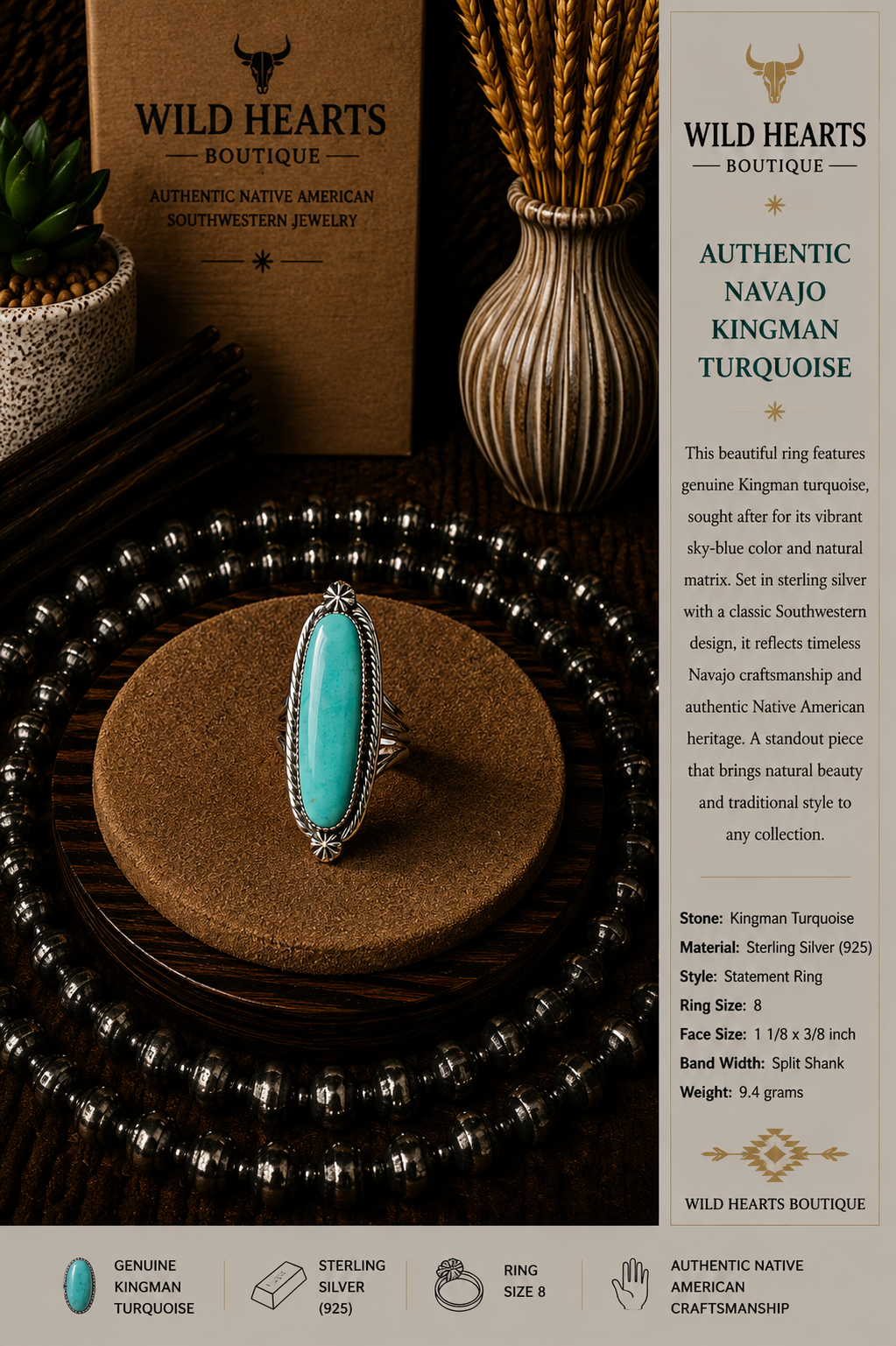 Turquoise oblong ring
