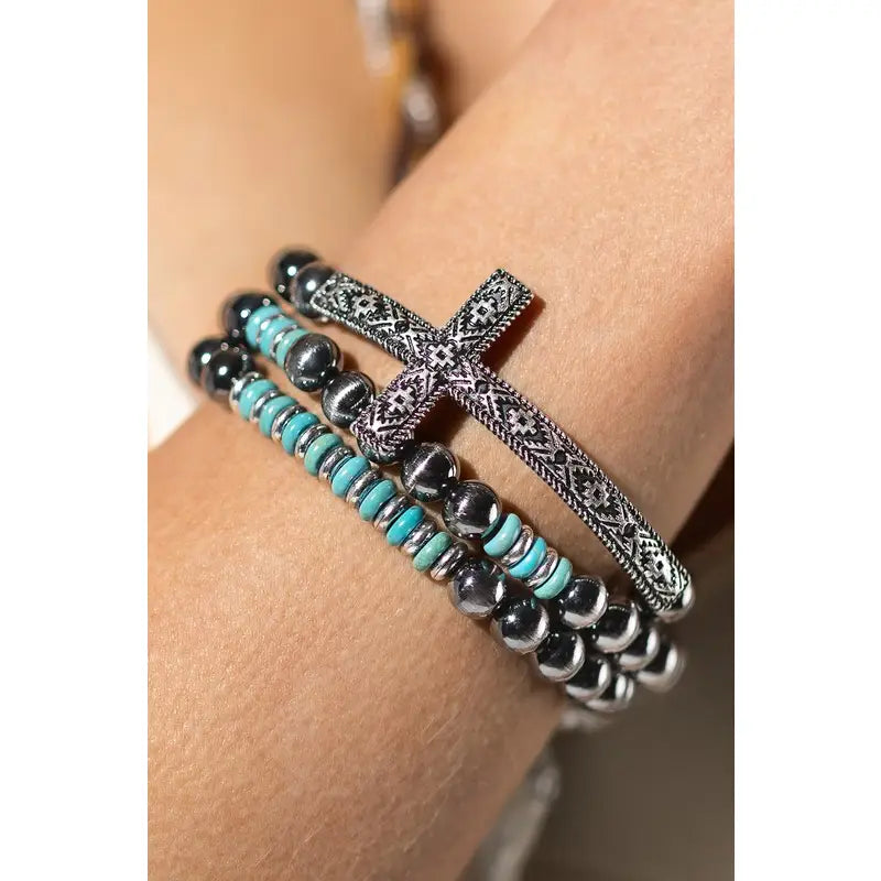 Western Navajo Aztek 3 Strand Bracelet