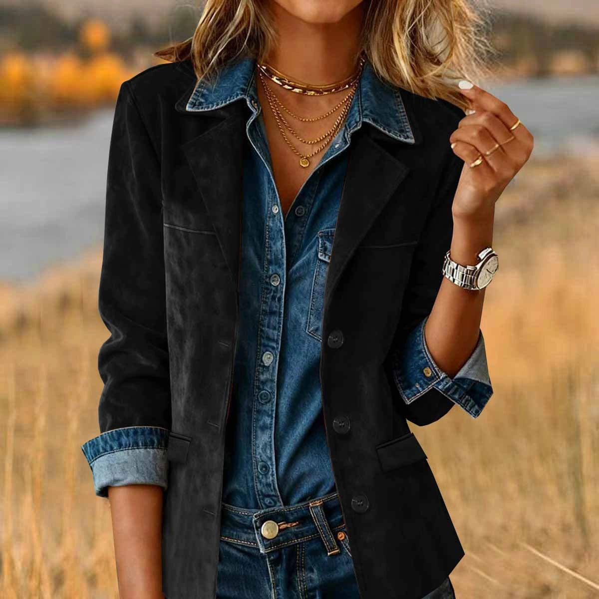 Western Style Faux Suede Motorcycle Jacket