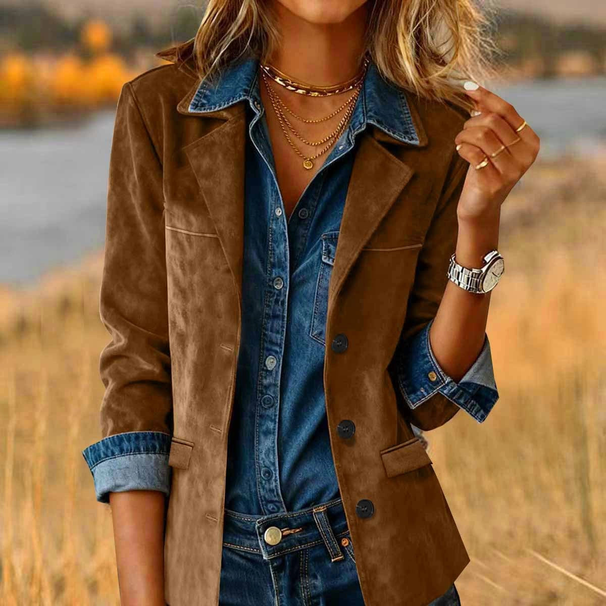 Western Style Faux Suede Motorcycle Jacket
