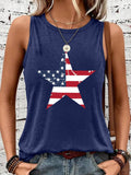 Independence Day Star Print Vest Top: Blue