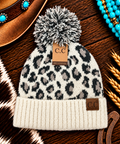 animal print cc beanie on cream