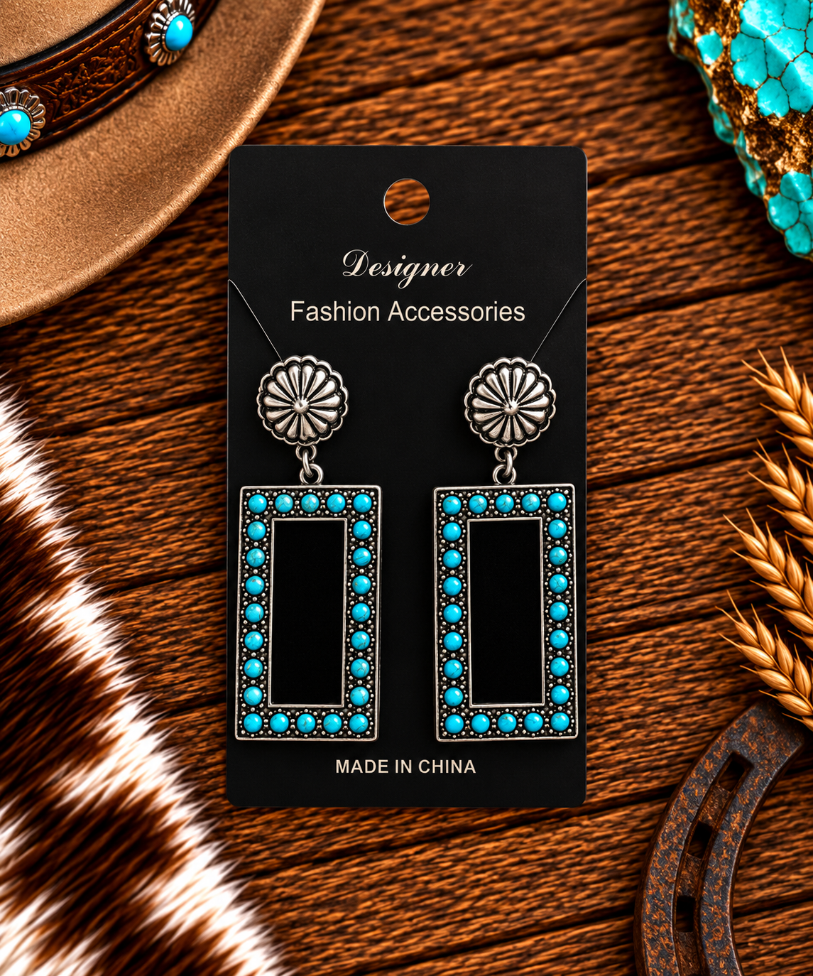 Concho earrings with Turquoise accent