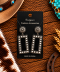Concho earrings with rectangle white stone accent