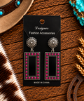 Concho with hanging rectangle pink stones
