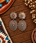 Copper concho earrings