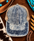 Denim & tan ball cap