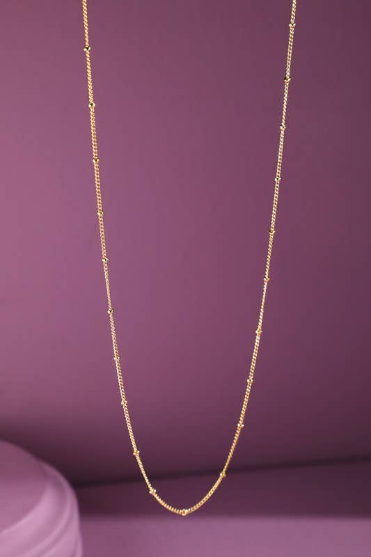 18K Gold Filled Small Beaded Chain Necklace : GOLD(GD) / OS