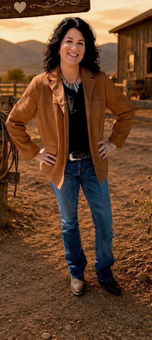Western Style Faux Suede Motorcycle Jacket