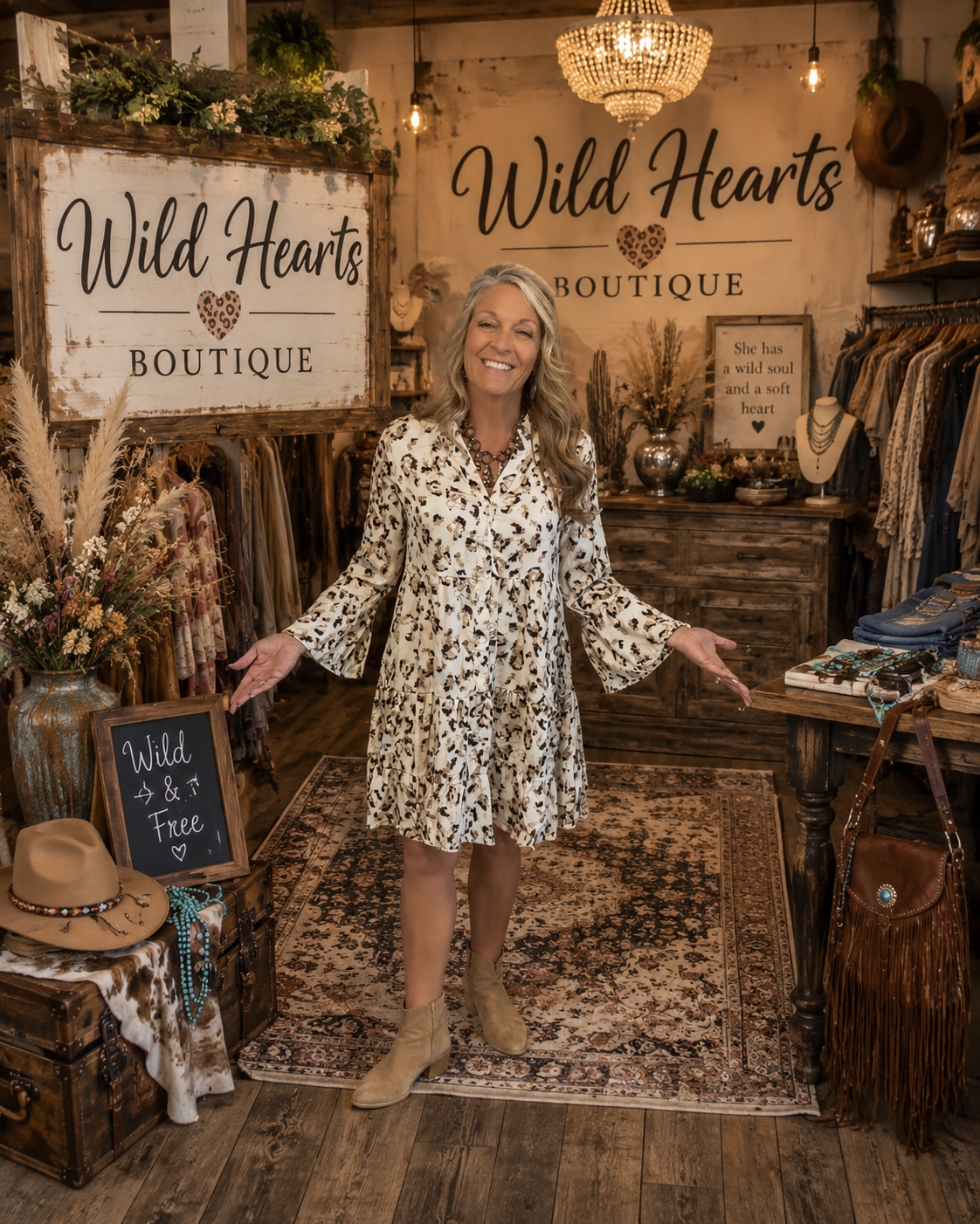 Khaki Leopard Button Front Tiered Ruffle Mini Dress