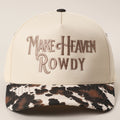 Make Heaven Rowdy Embroidered Cow Print Brim Trucker Hat