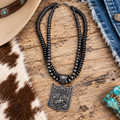 RODEO Pendant with dual strand silver beads