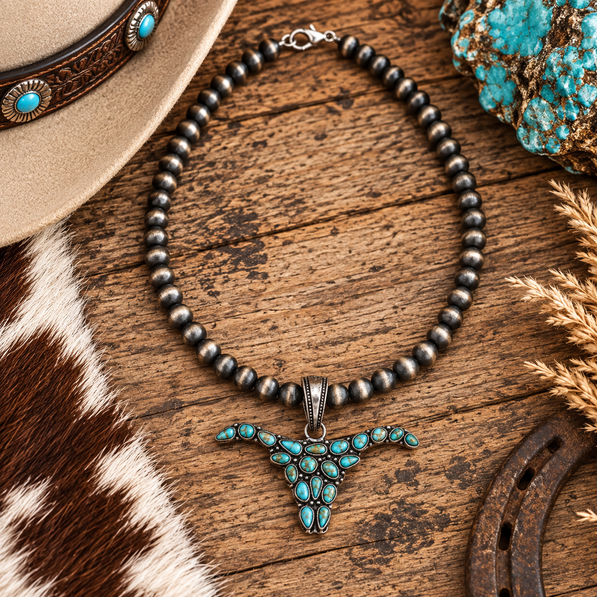 Navajo beads -oxen head in turquoise