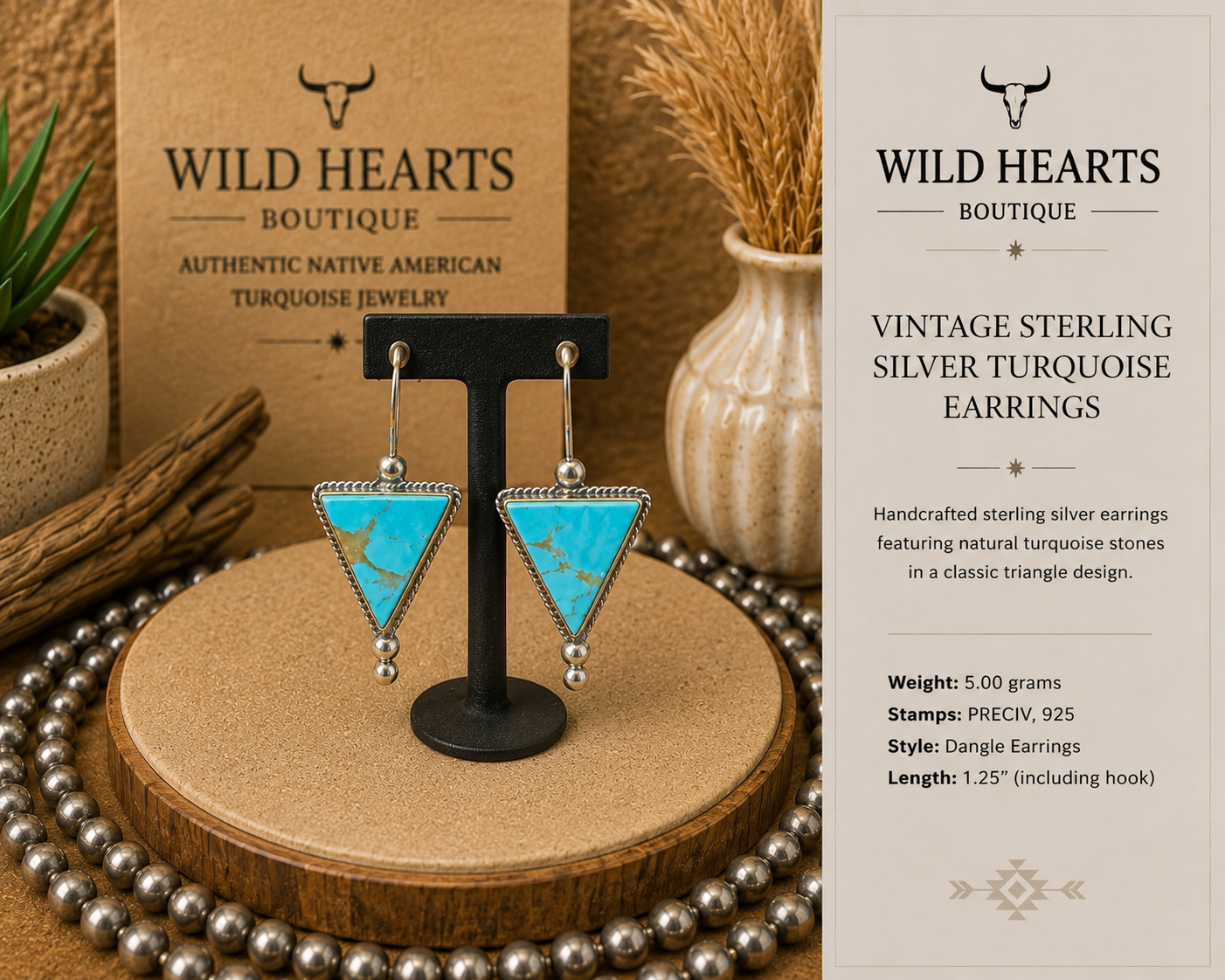 Turquoise triangle drop earrings